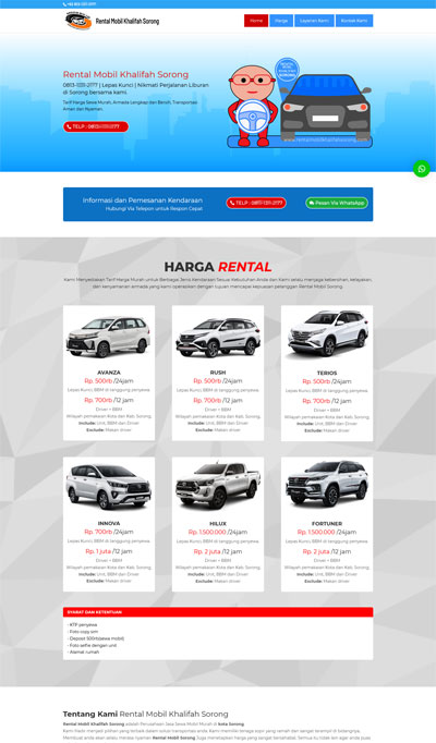 Contoh Website Rental Mobil Dan Travel - Okejasaweb.com